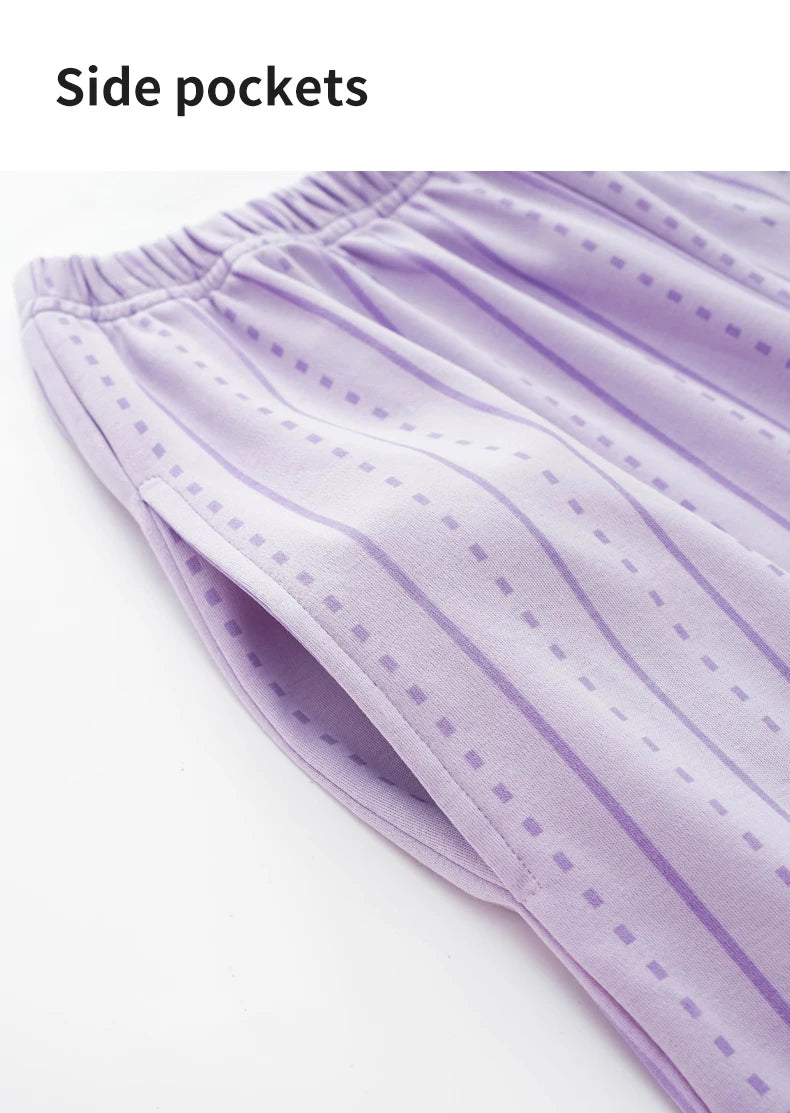 Women’s Winter 100% Cotton Pajama Set – Loose Fit, Turn-Down Collar, Long Sleeves, Cute Pink