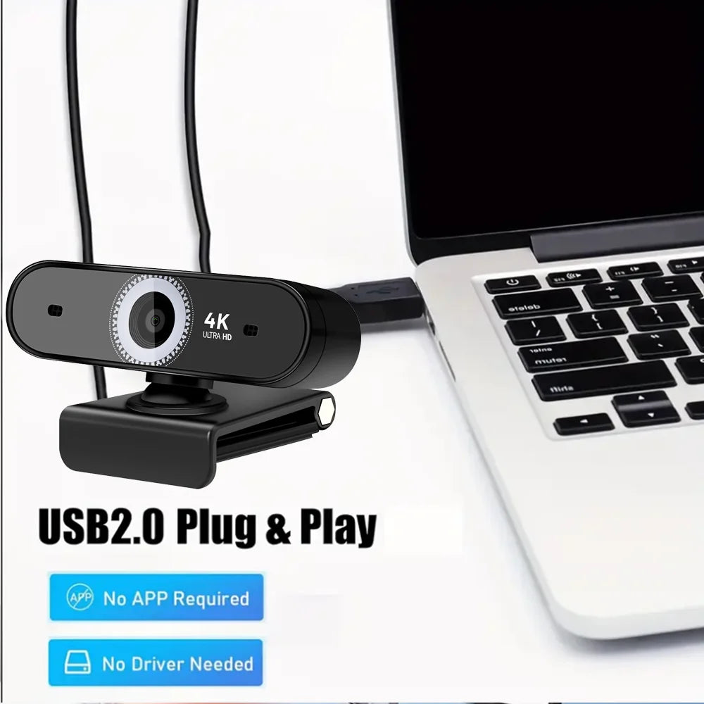 4K Webcam 13MP 10X Zoom USB Camera Autofocal Microphone Web Cam for PC Living Video Conference Online Teaching Laptop Broadcast