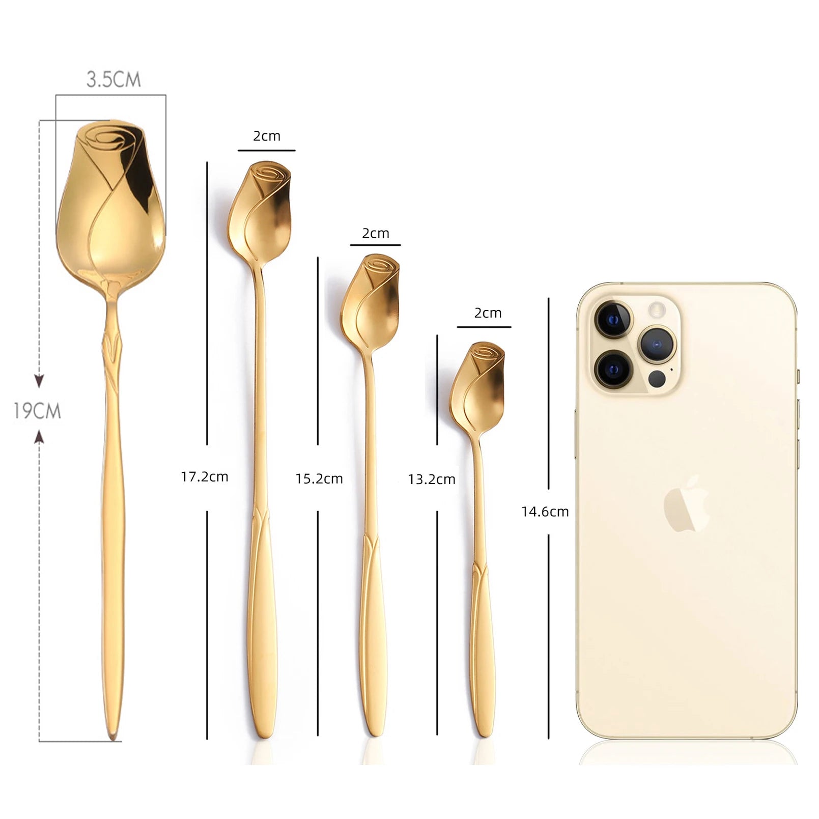 Long Handle Coffee Spoon Stainless Steel Rose Mixing Spoon Pretty Flower Teaspoons for Dessert Honey Salad Cake Tea Home Decor