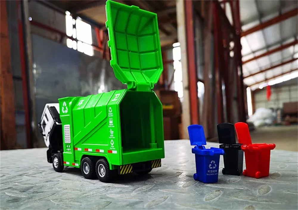 1:50 Electric Vacuum Cleaner Sweeper Garbage Truck Model Toy Alloy Diecast Light Sound Engineering Vehicle Gifts for