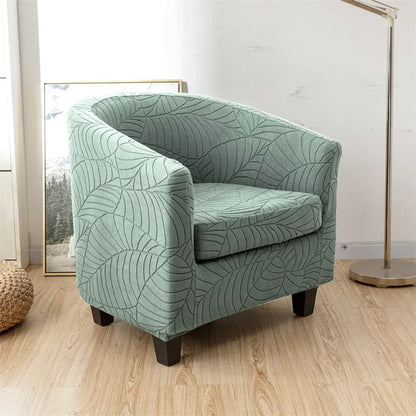 Tub Club Armchair Covers Leaves Jacquard Bar Chair Cover Solid Color Relax Single Sofa Slipcovers with Seat Cushion Cover Home