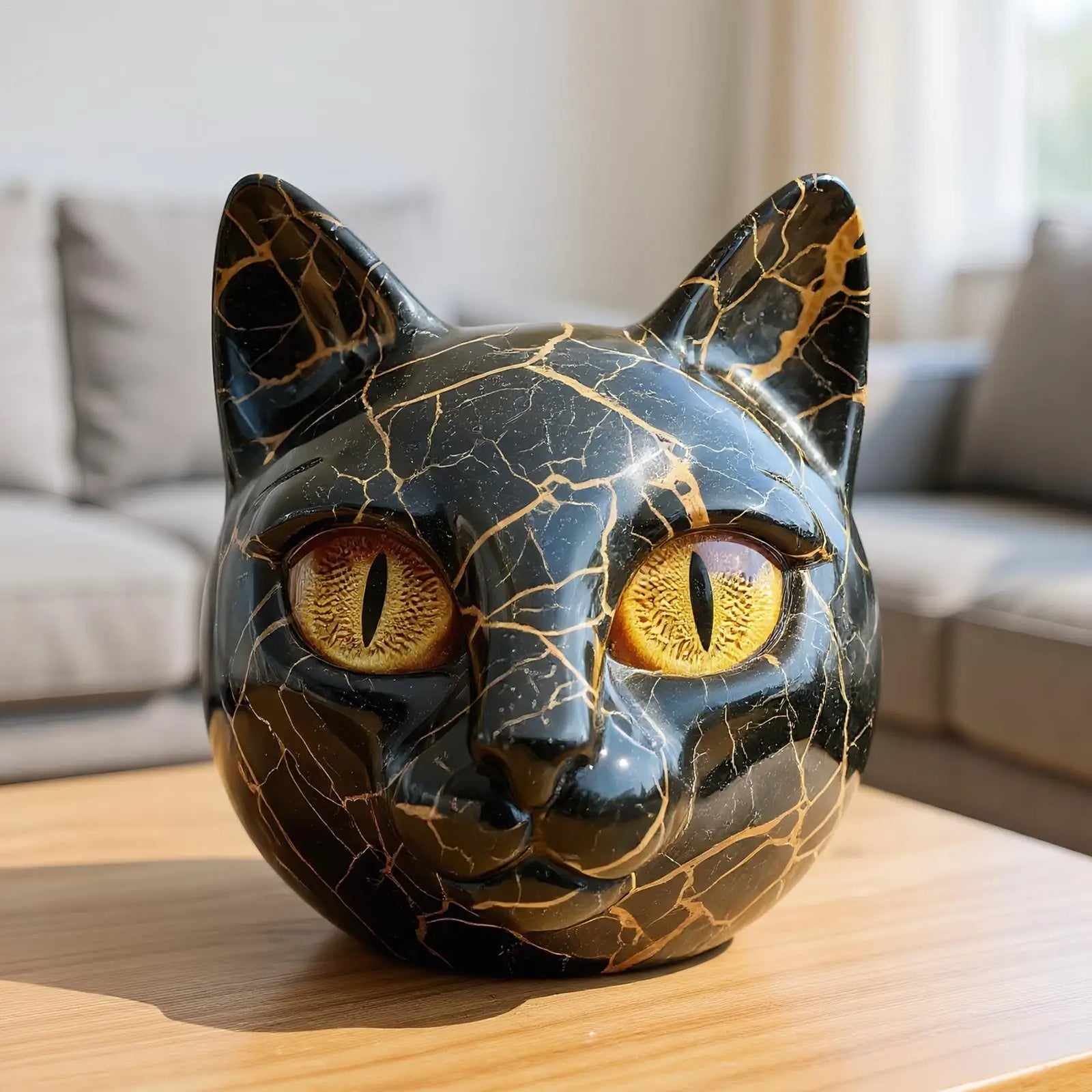 Cat Sculpture Elegant Black Cat Figurines Art Sculpture Resin Desk Decor Art Piece For Men Women Animal Lovers Housewarming