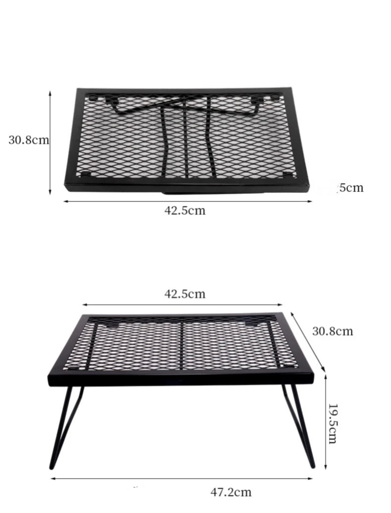 Outdoor Folding Steel Iron Mesh Table Camping Picnic Portable Storage Table Picnic Barbecue Cooking Table