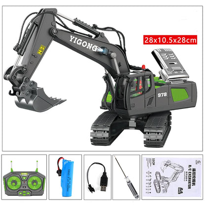 11CH RC Excavator 1:20 Remote Control Truck 2.4G RC Crawler Engineering Vehicle Excavator Truck Radio Control Toys Gifts