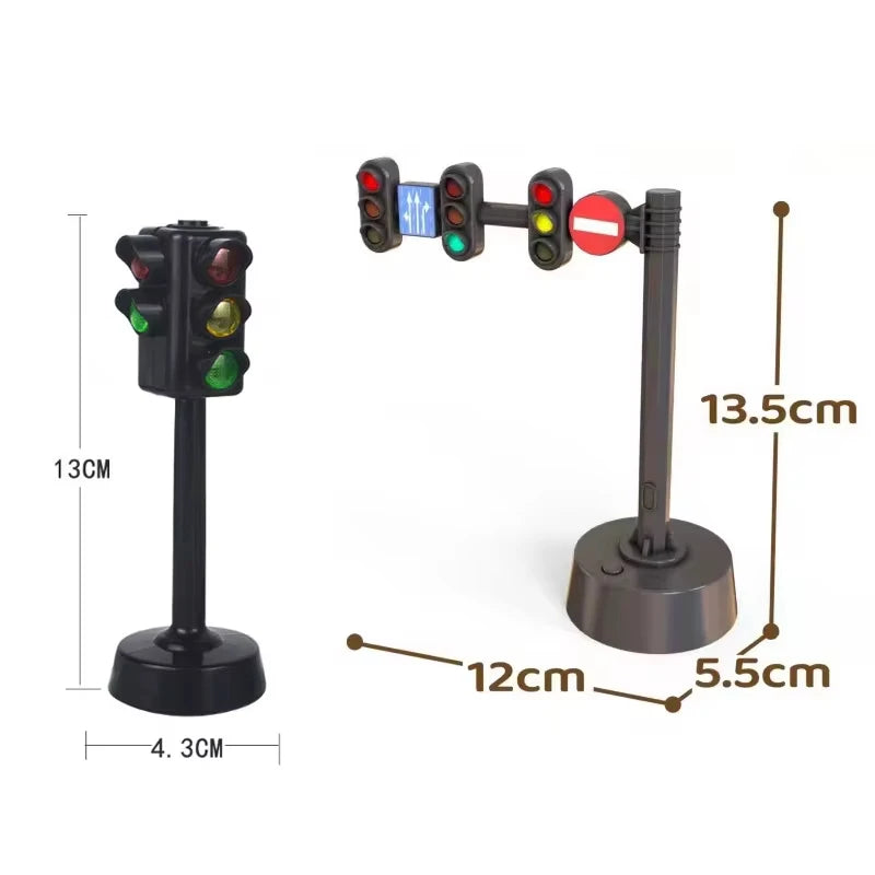 Education Simulation Traffic Lights Toys s Signpost Gas Station Indicator Warning Car Model Pretend Play Toys