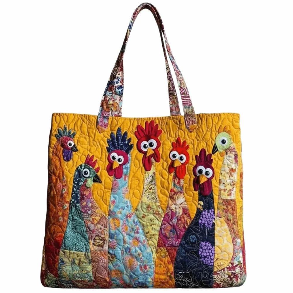 Vintage Quilted Tote Bag Large Capacity 3D Printed Shoulder Handbag
