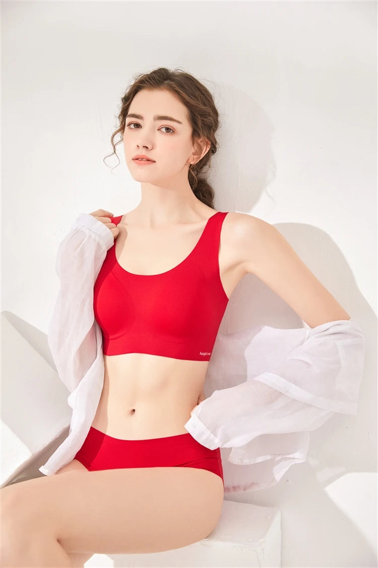 Women’s 2-Piece Seamless Bra & Panties Set – Soft, Wire-Free,