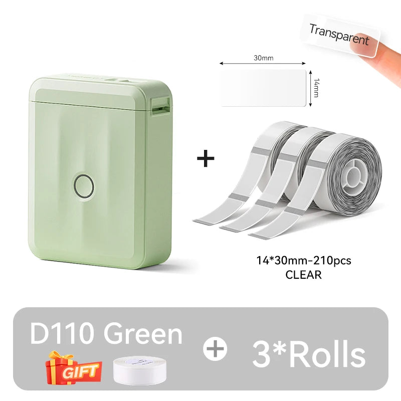 D110 Mini Portable Thermal Label Printer, Bluetooth Wireless Inkless Sticker Maker 12–15mm, Compact Label Machine for Home Organization