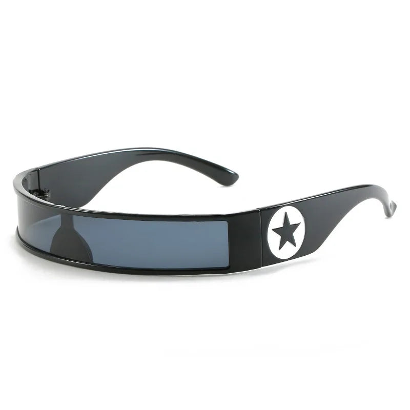 Cyberpunk Sunglasses  One Piece Shape Wrap  Ring Small Frame Punk Men Women Fashion Trend Futuristic Sunglasses