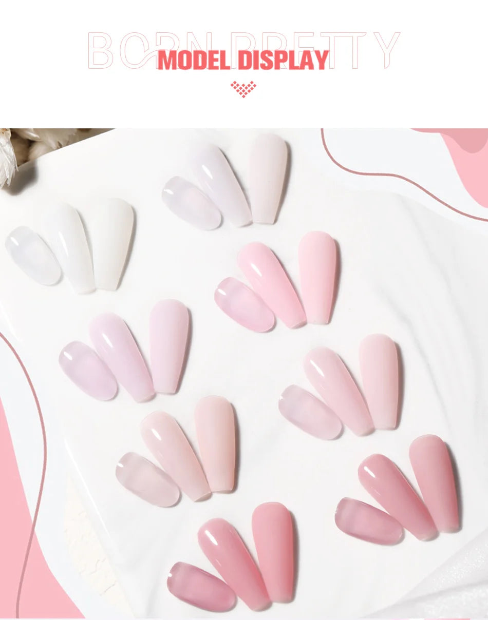 15ml Milky Pink Rubber Base Gel Nail Polish Glitter Semi-Permanent Varnish Soak Off Self Leveling UV LED Polish