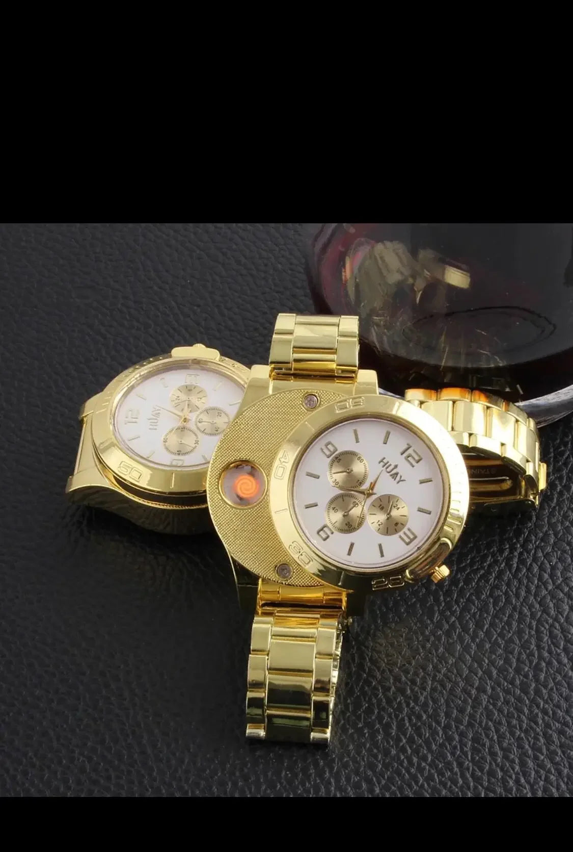 Watch Inflatable Lighter Fashion Metal Gas Windproof Portable Open Flame Lighter Smoking Cool Personality Gift