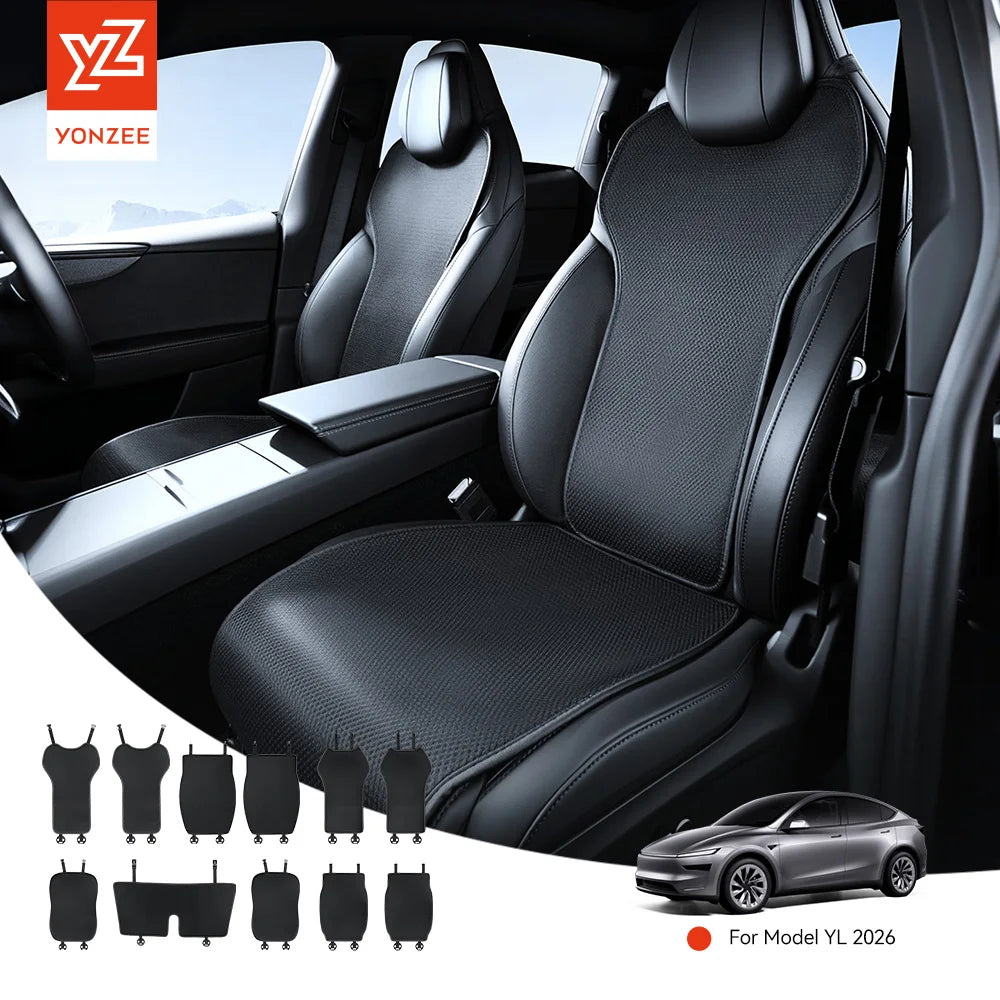 Tesla Model YL Juniper Ice Silk Seat Covers 11 Piece Set Breathable Four Season Seat Cushion Protector 6 Seat