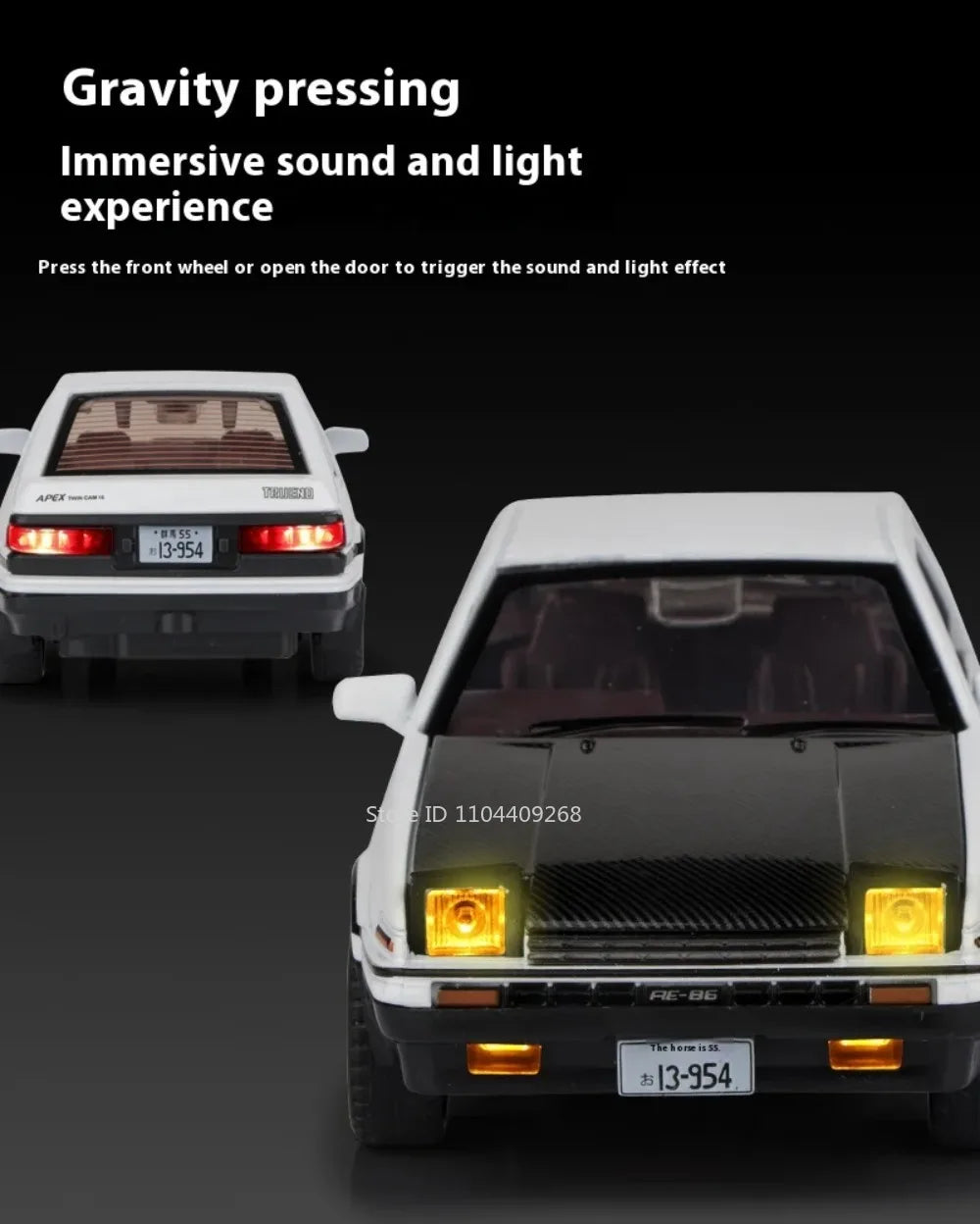 1:30 Scale Initial D AE86 Toy Car Model Alloy Body Rubber Tire Shock Absorption Pull Back Simulation Vehicles Boys Birthday Gift