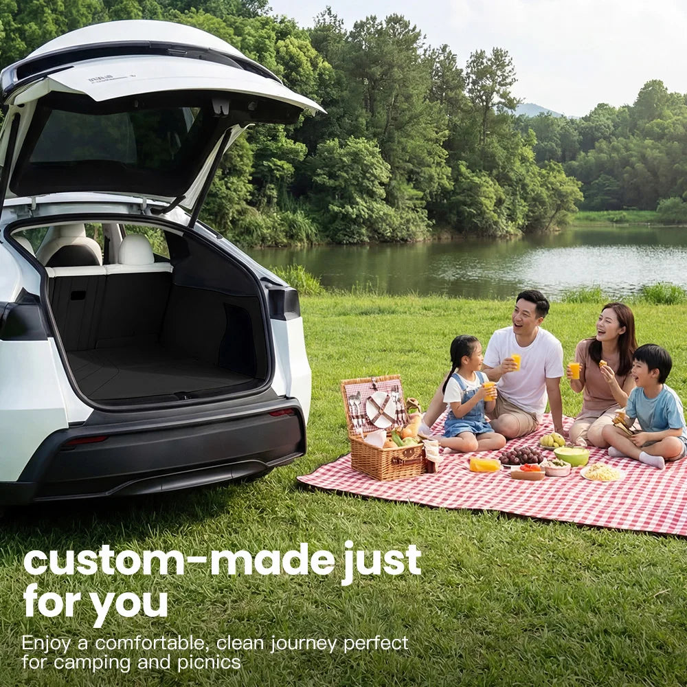 Nappa Leather Full Coverage Trunk Mat Set for Tesla Model Y Juniper 2025 2026 7 Piece Cargo Liner
