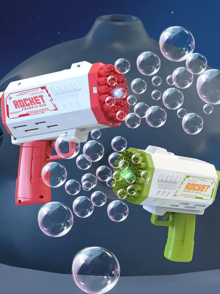 40-hole Electric Bubble Machine Handheld Gatling Automatic Bubble Gun Children's Portable Outdoor Party Toy LED Light Hair Dryer