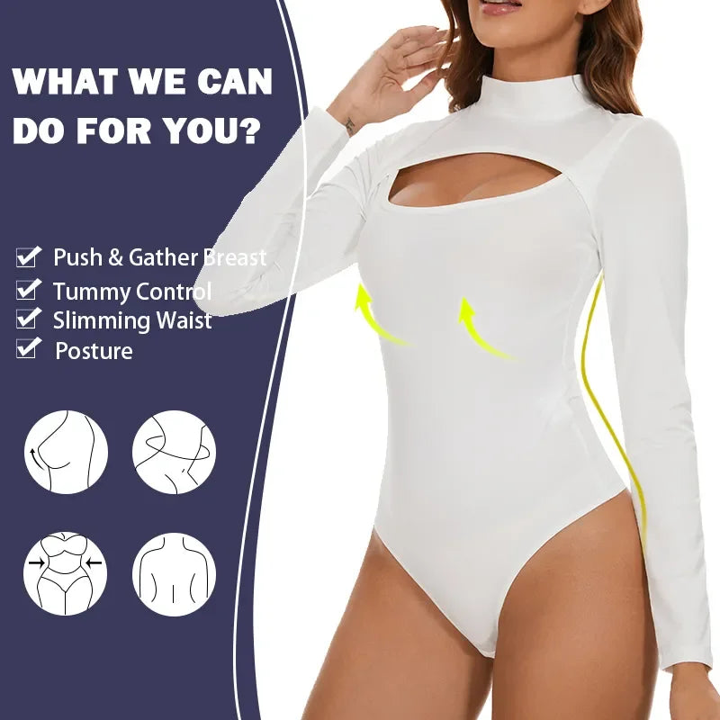 High Collar Shapewear Bodysuit for Women – Tummy Control Slimming Corset