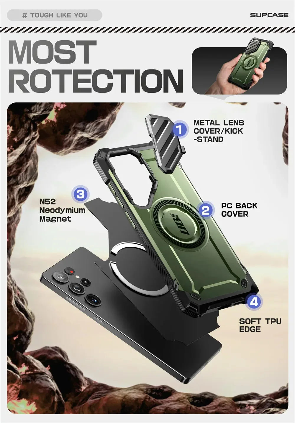 For Samsung Galaxy S25 Ultra Case UB Mag XT Heavy Duty Rugged Strong  Phone Case with Camera Cover Kickstand