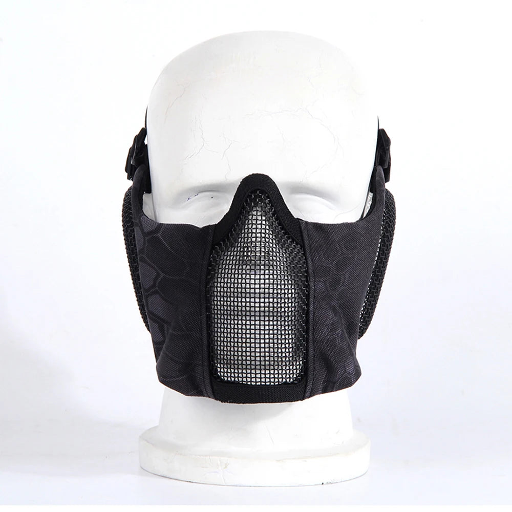 Tactical Airsoft Masks Metal Steel Net Mesh Protect Ears Mask Field Hunting Outdoor War Games Tactical Shooting Paintball Mask
