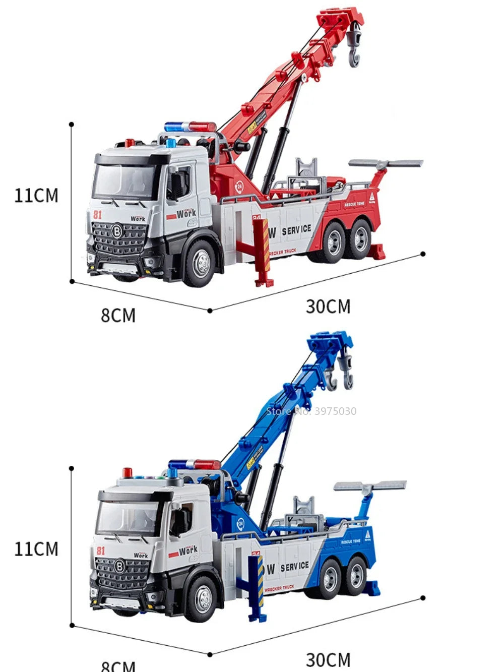 1/50 Scale Double Hook Rescue Crane Truck Alloy Model Toys Metal Diecast Engineering Vehicle Sound Light Gifts for Boys Birthday
