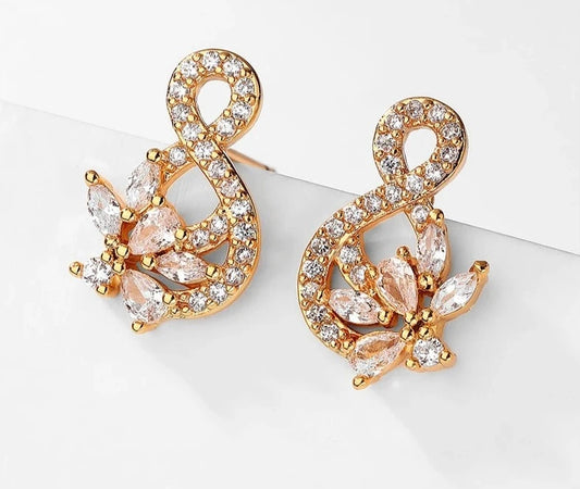 Geometric 8 Shape Zirconia Stud Earrings for Women Micro Inlay Crystal Flower Earring