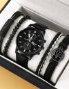 Luxury Minimalist Watch Bracelet Set Business Brown Leather Quartz Wrist Watches for Men