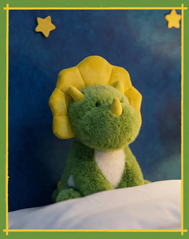 Green Triceratops Dinosaur Plush Stuffed Animal Pillow