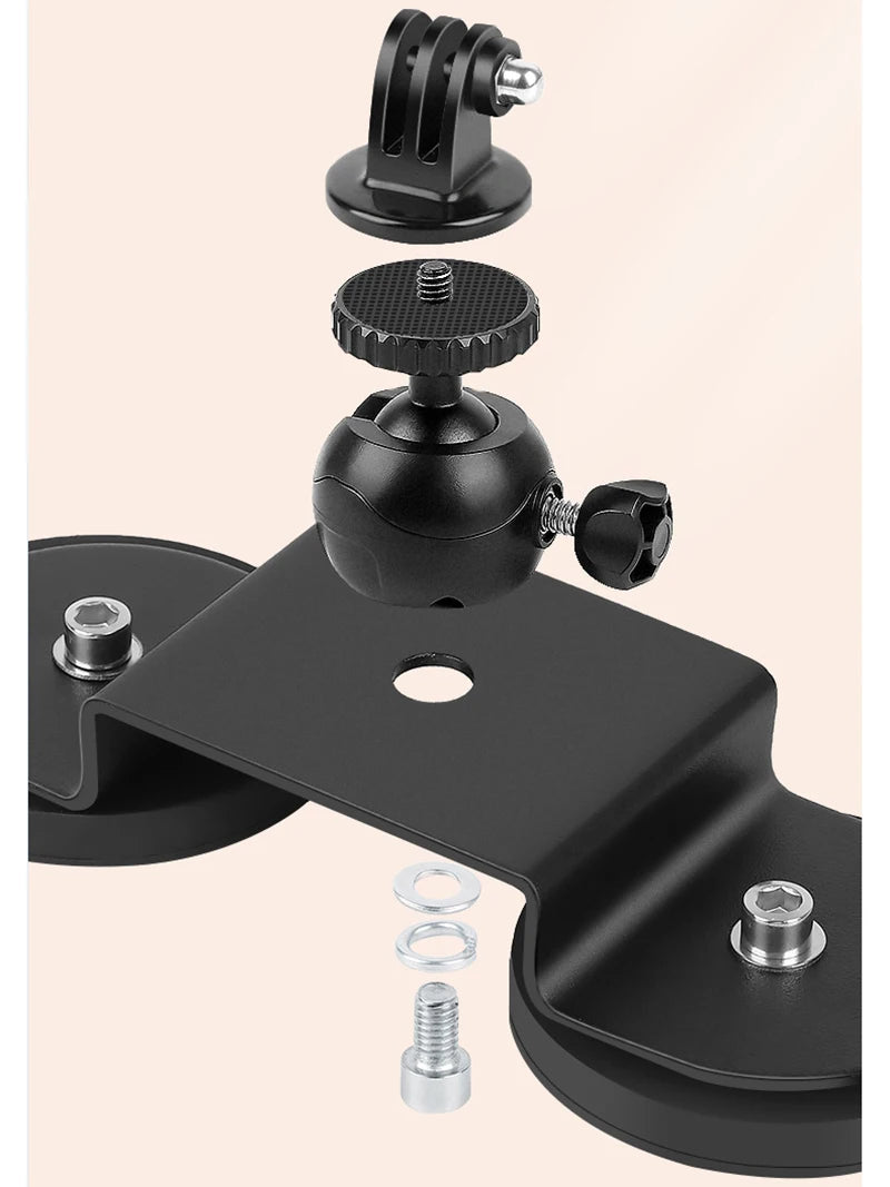 Magnetic Car Mount Stand Action Camera Holder Vacuum Suction Alloy 360 Degree Rotation