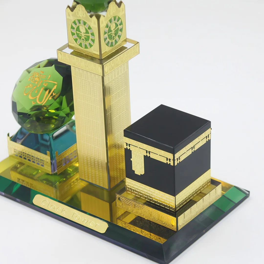 Muslim Kaaba Clock Tower Model Muslim Building Model Islamic Architecture Handicrafts Souvenirs for Home Desktop Car Decor