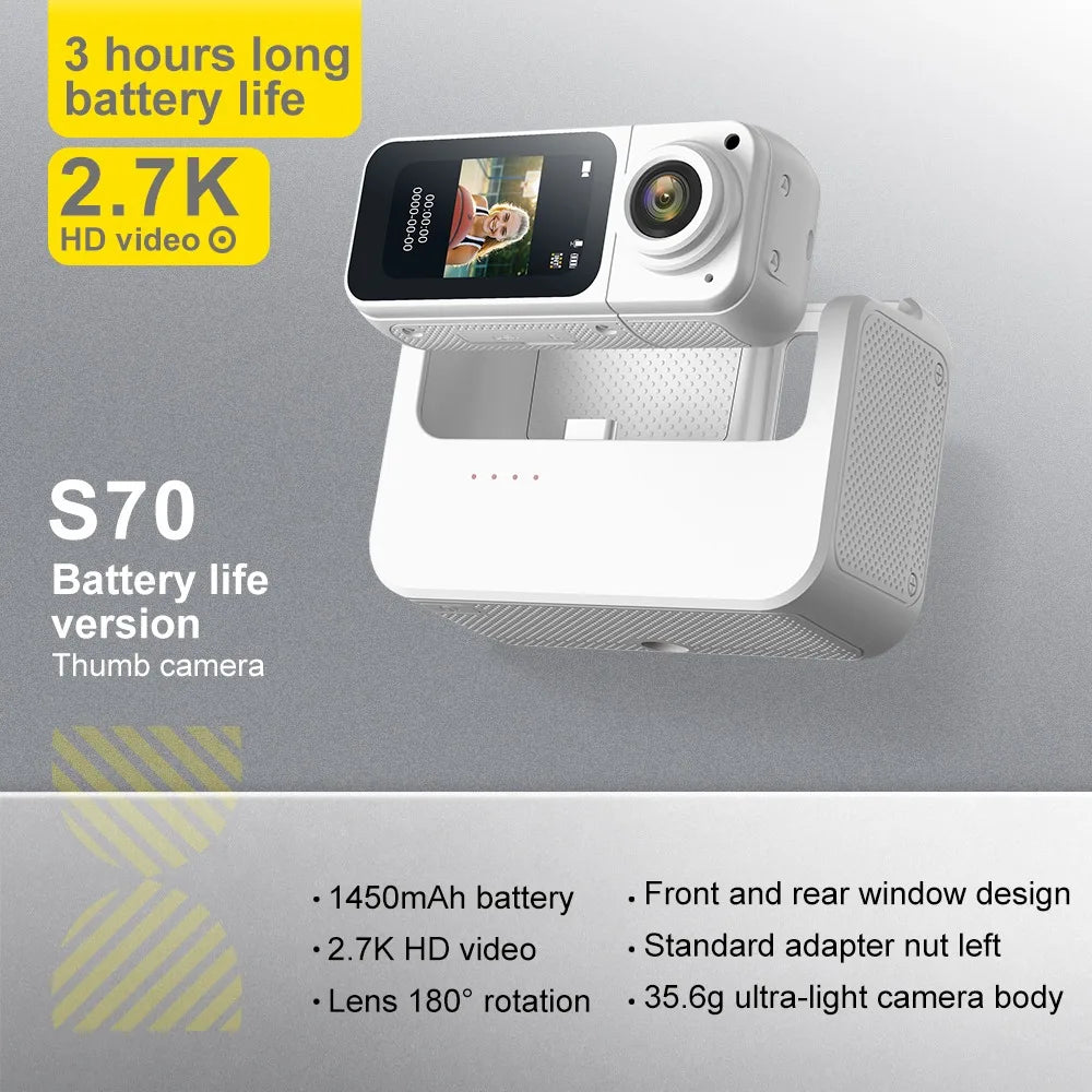 Thumb Action Camera 2.7K Mini Cam with Bracket Sport Body Cam Charging Bay Pocket Cameras Recorder megnetic Attraction Camera
