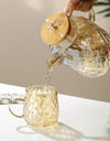 1/1.5/1.8L Amber Teapot Kettle With Bamboo Cover High Borosilicate Glass Cold Water Kettle Bottles Diamond Scented Tea Teaware