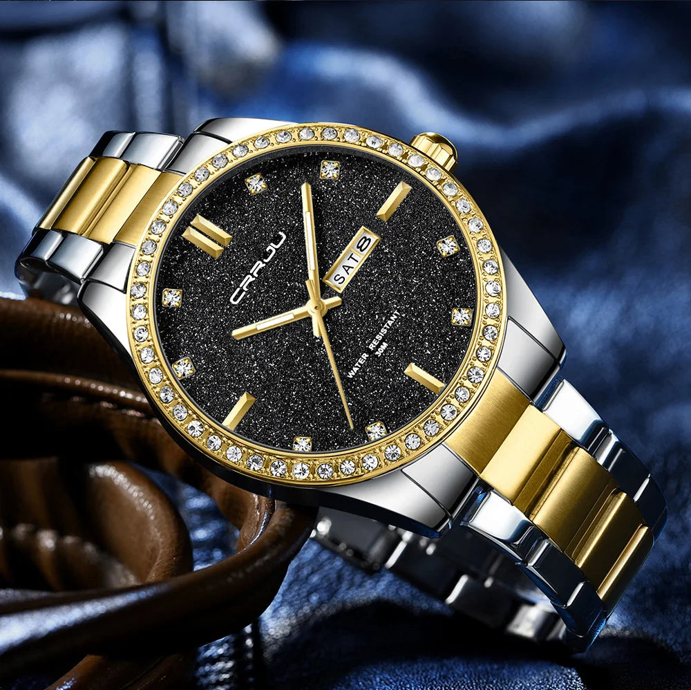 Fashion Business Men Watches Stainless Steel Quartz Wrsitwatches Auto Date Clock with Luminous Hands Relogio Masculino