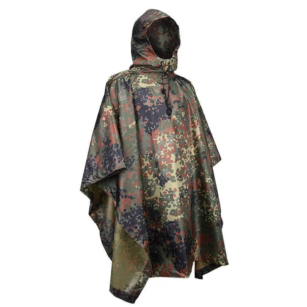 Camouflage Waterproof Folding Rain Poncho with Storage Bag for Adults