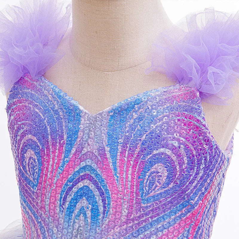 Good Witch Cosplay Dress - Girls Flutter Sleeve Tulle Ball Gown with Glitter Details | New Princess Party Dress for Halloween