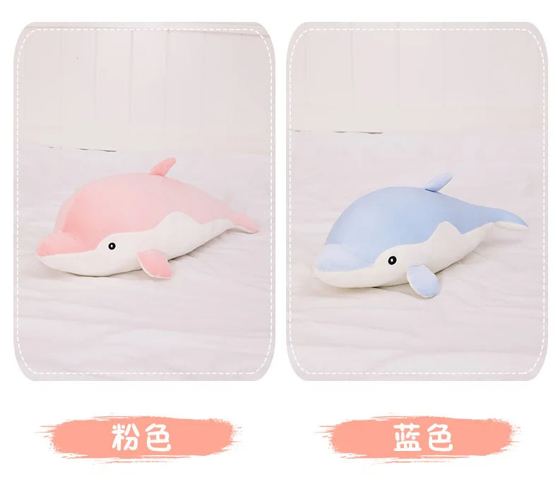 Kawaii Dolphin Plush Toy Soft Stuffed Doll for Kids Birthday Gift Large Cuddly Pillow Cute Plushie for Girls Super Soft Short