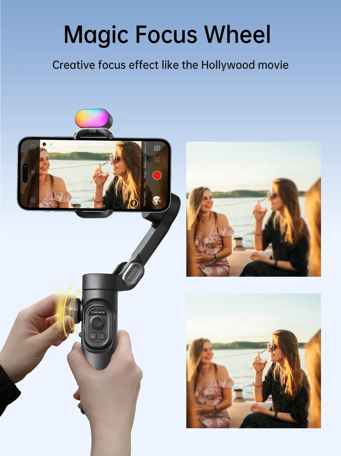 Gimbal Stabilizer for Smartphone iPhone Video Recording  Fill Light 3-Axis Foldable Android Gimble