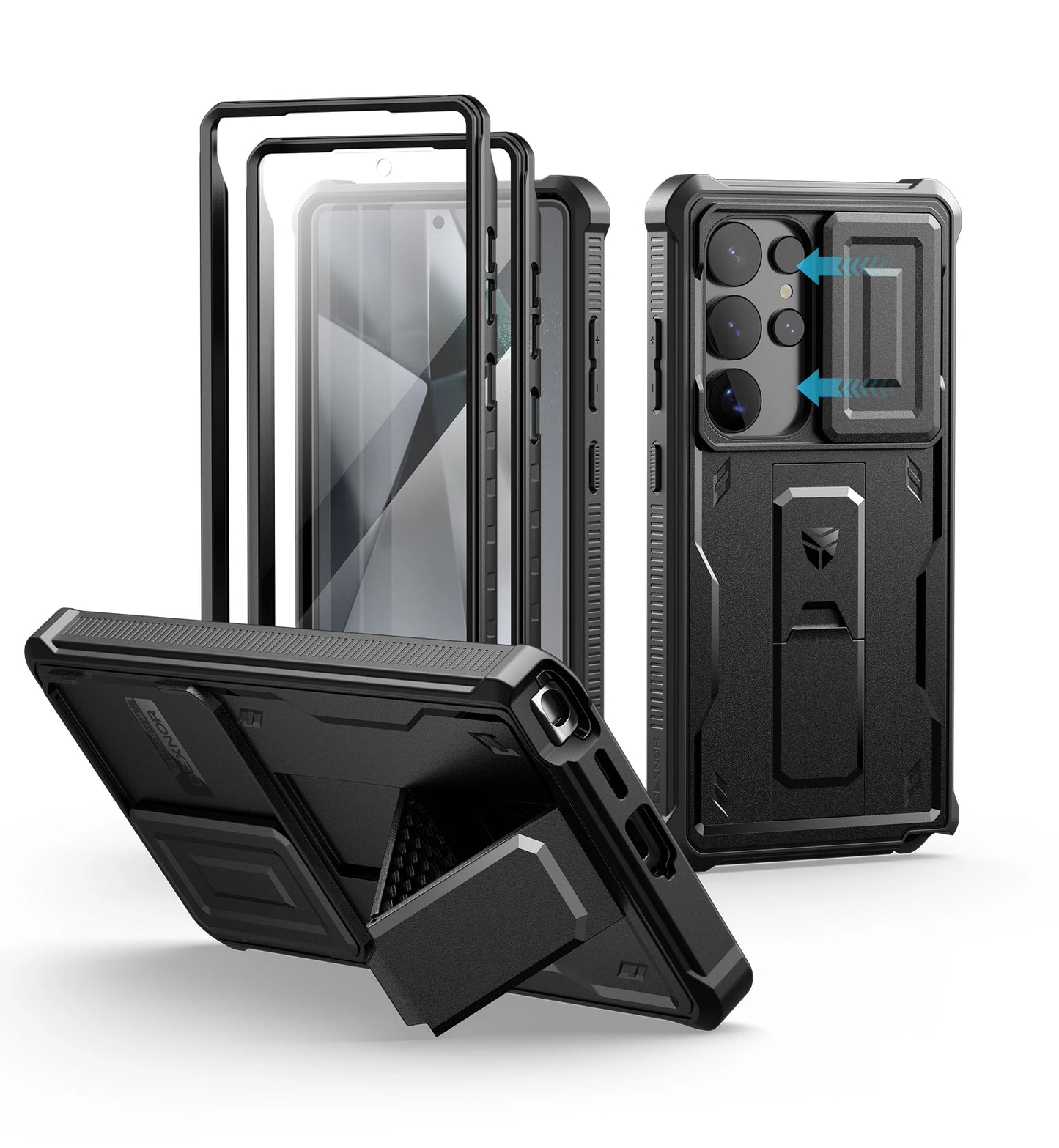 For Samsung Galaxy S25 Ultra 2025 Case Full Body Rugged Case with Camera Cover & Built-in Screen Protector Kickstand Case