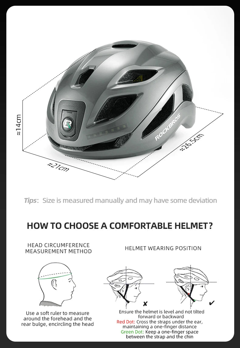 Bicycle Light Helmet Type-C Rechargeable Front + Rear Light Warning Bike Helmet Head MTB Road Cycling Helmet