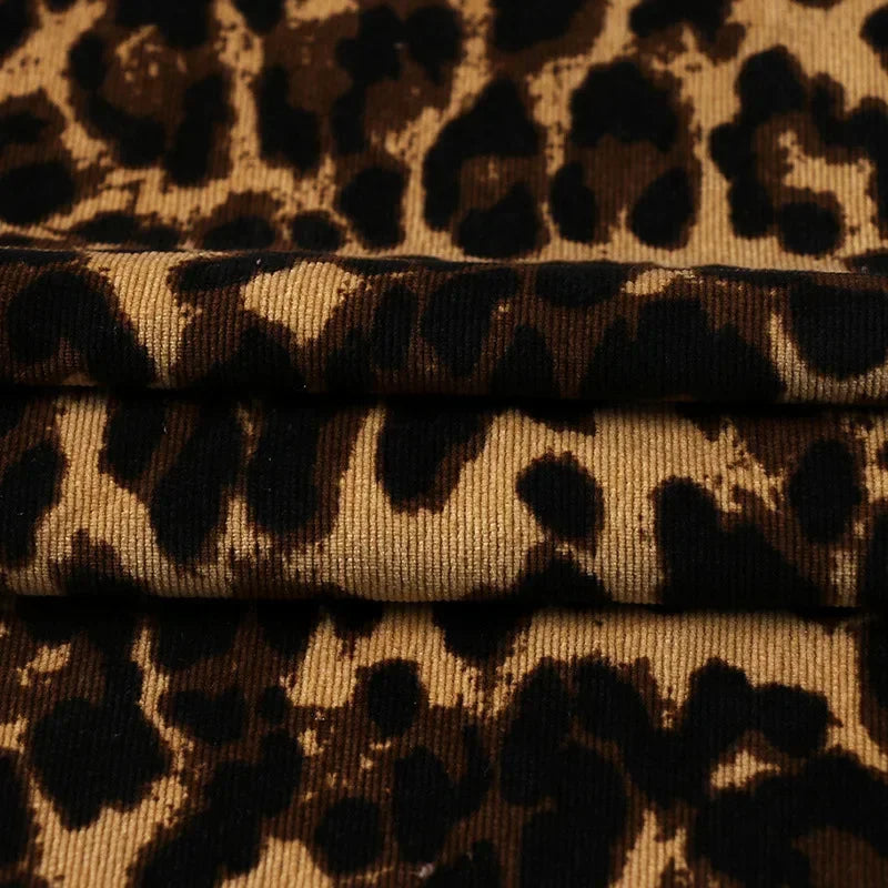 Leopard print Corduroy fabric Camouflage corduroy print cloth Polyester clothing DIY dress handmade Sewing quilting Leopardprint
