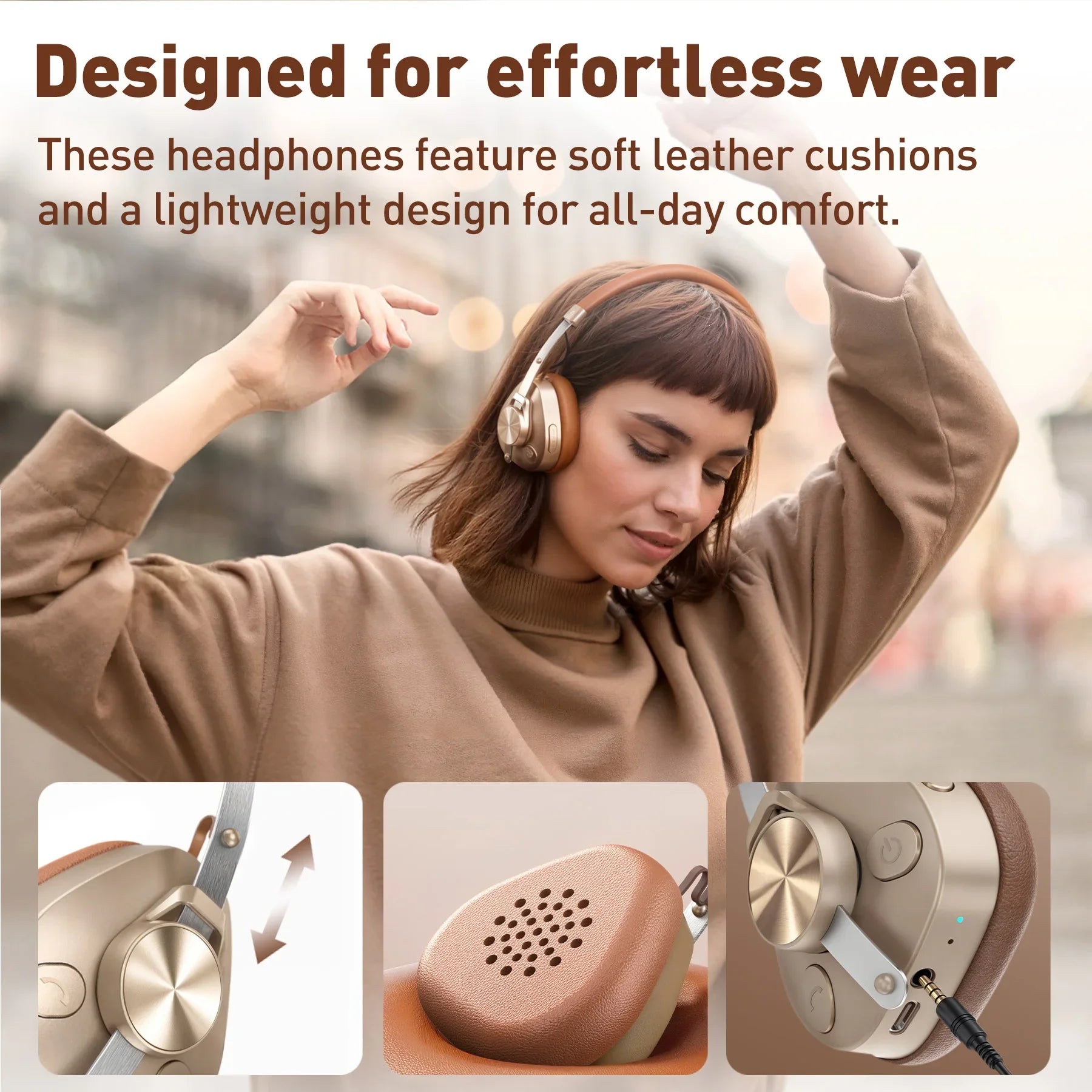 F4 Retro Wireless Bluetooth Headphones Hi-Res Audio On Ear Bluetooth 5.4 Headset With Microphone Metal HiFi Headphones