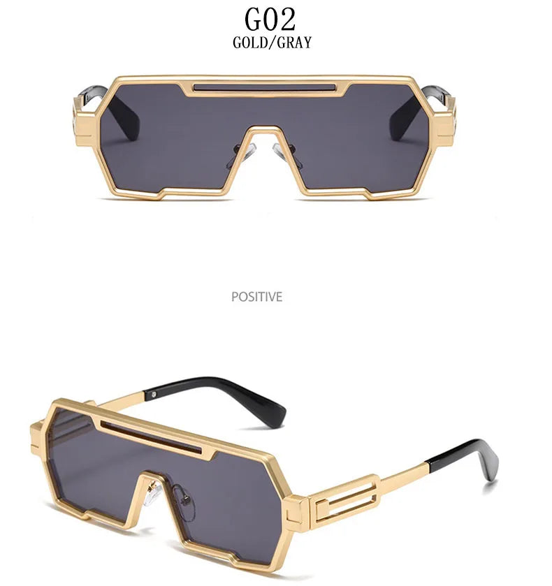 Square Steampunk Metal Sunglasses With UV400 Protection