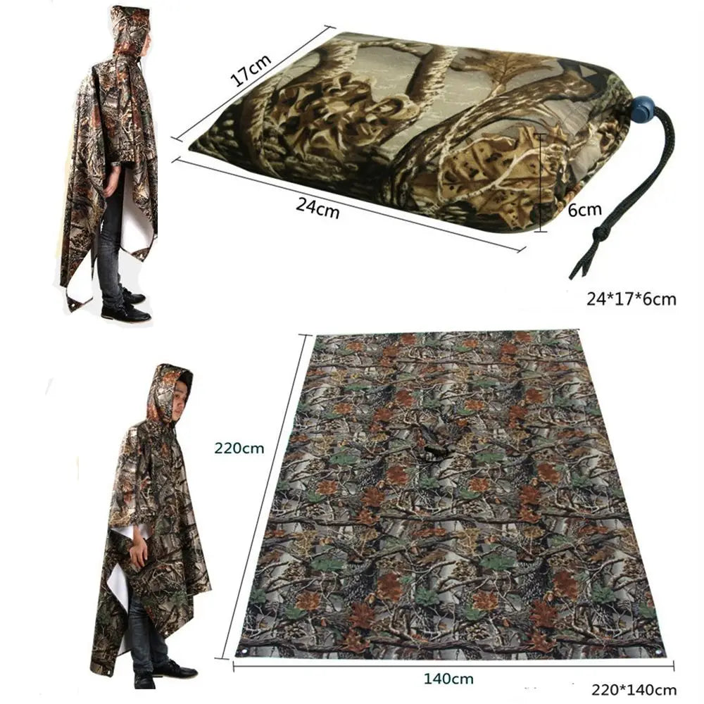 Three in One Waterproof Rain Poncho with Backpack Cover for Hiking and Camping