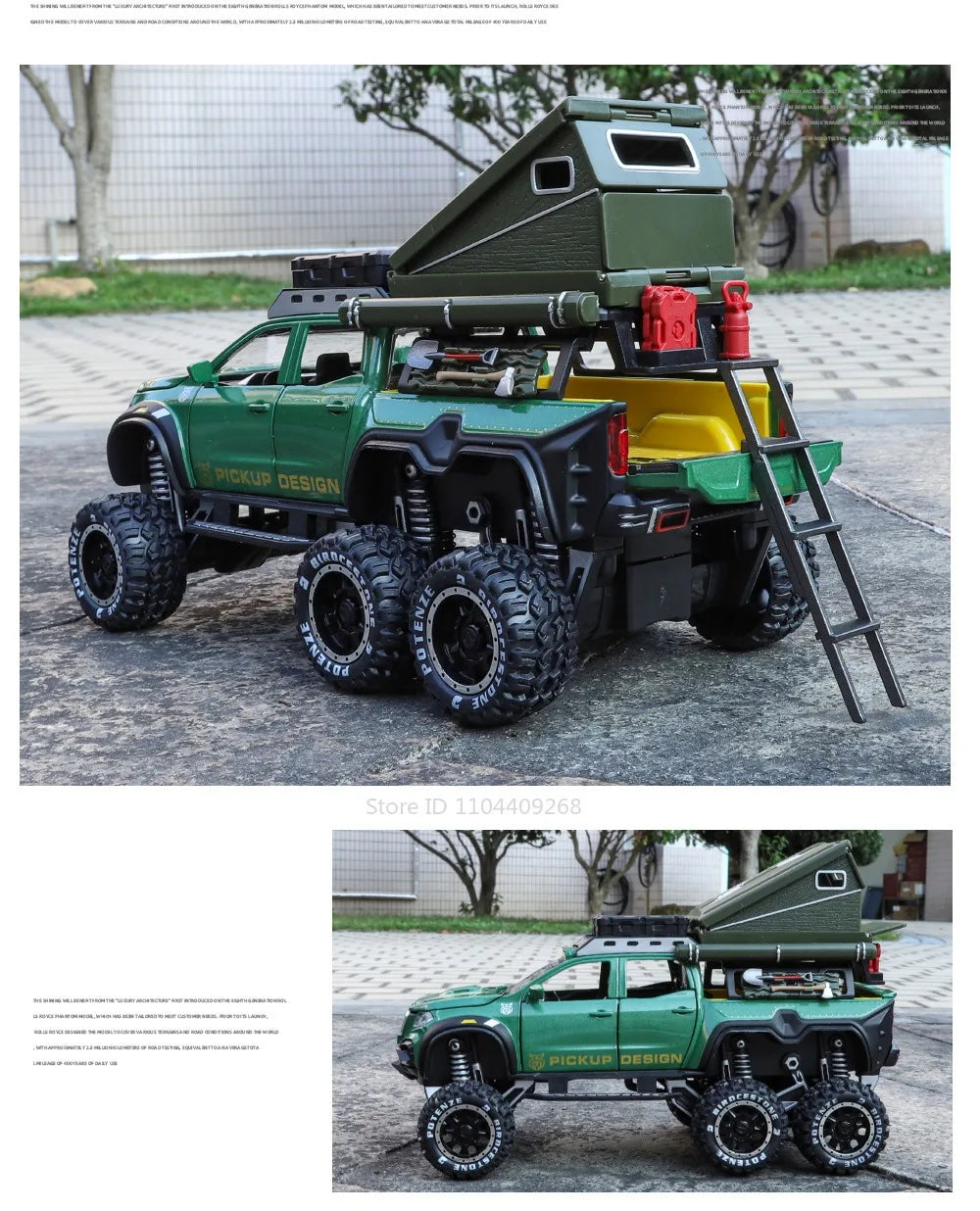 1:28 Scale UNIMOG Motorhome X-Class 6x6 U5000 Car Model Toy Sound Light Pull Back Doors Opened Off-road Vehicle Models Boys Gift