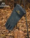 Outdoor Camping Cowhide Insulated Heat-Resistant Gloves High Temperature Resistant Kitchen Microwave BBQ Gloves