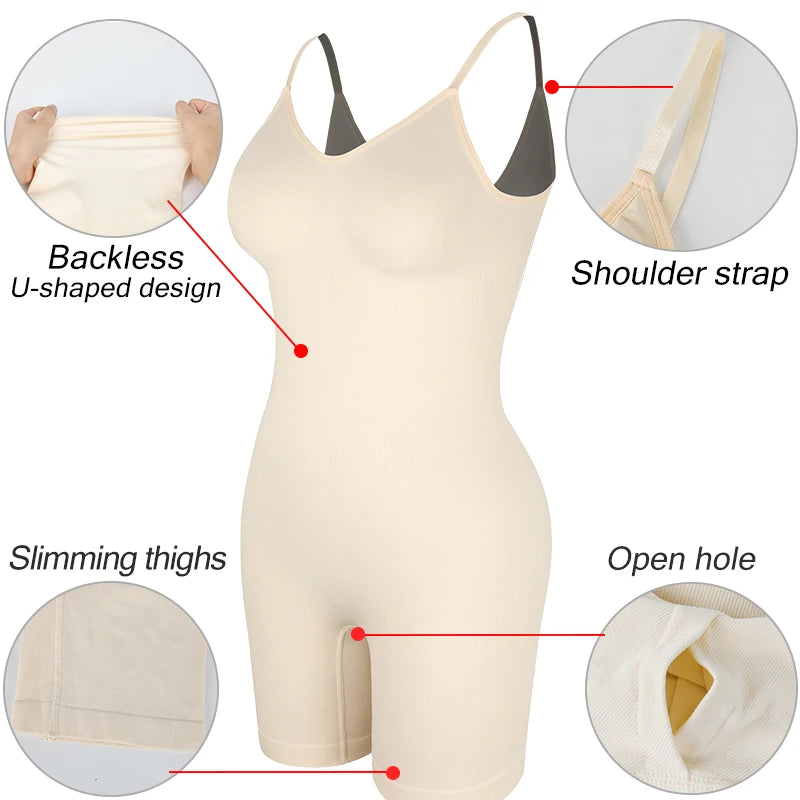 Women Full Body Shaper Backless Shapewear Bodysuits Tummy Control Sheath Butt Lifter Push Up Thigh Slimmer Corset