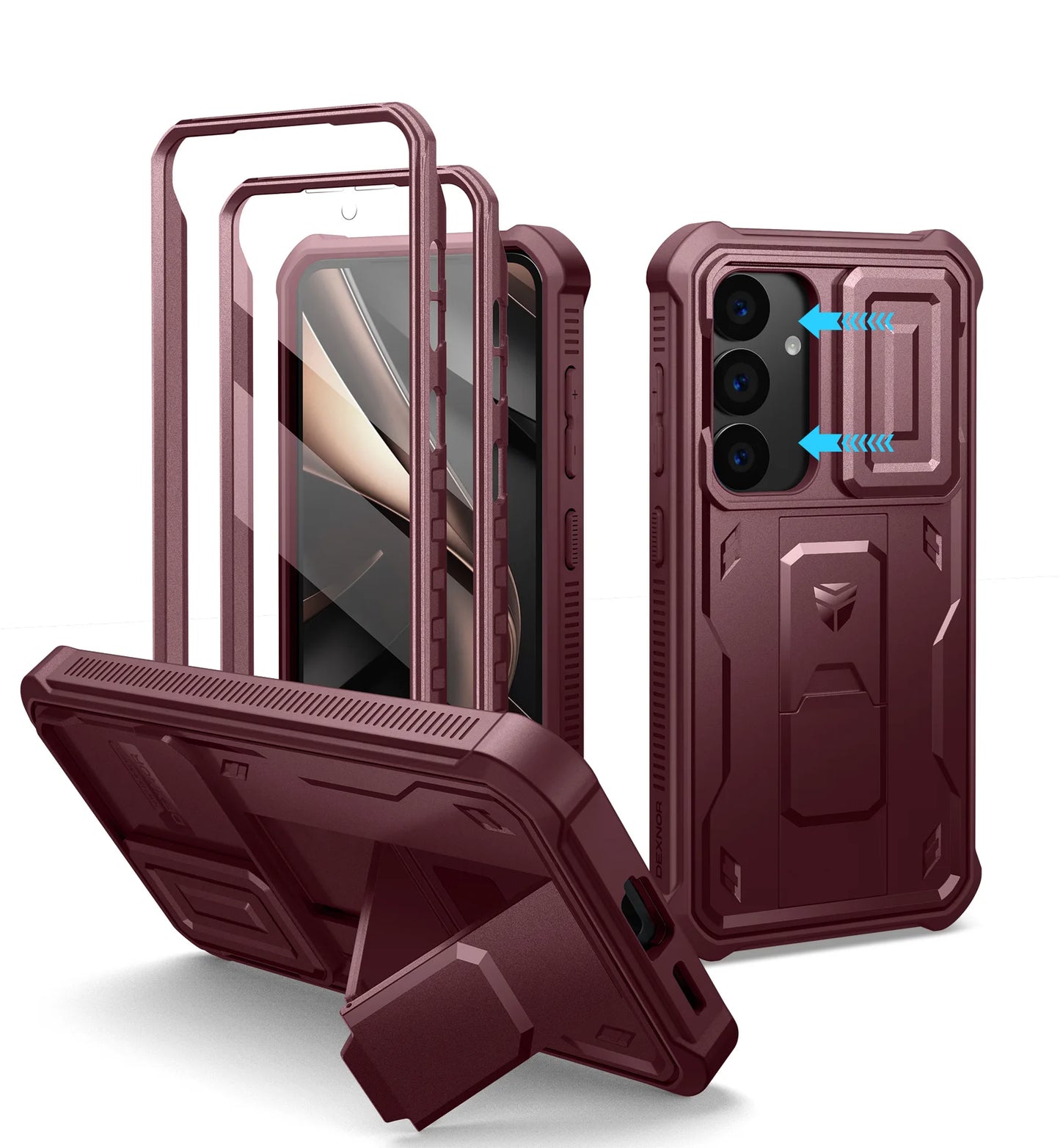 for Samsung Galaxy S25 Case holder Heavy-Duty Shockproof Rugged Case with Built-in Slide Camera Cover & Screen Protector