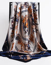 Silk Scarves Women Leaf Print Foulard Satin Square Head Hijab Scarf Ladies Luxury Brand Shawls  Bandana Female Muffler Scarf