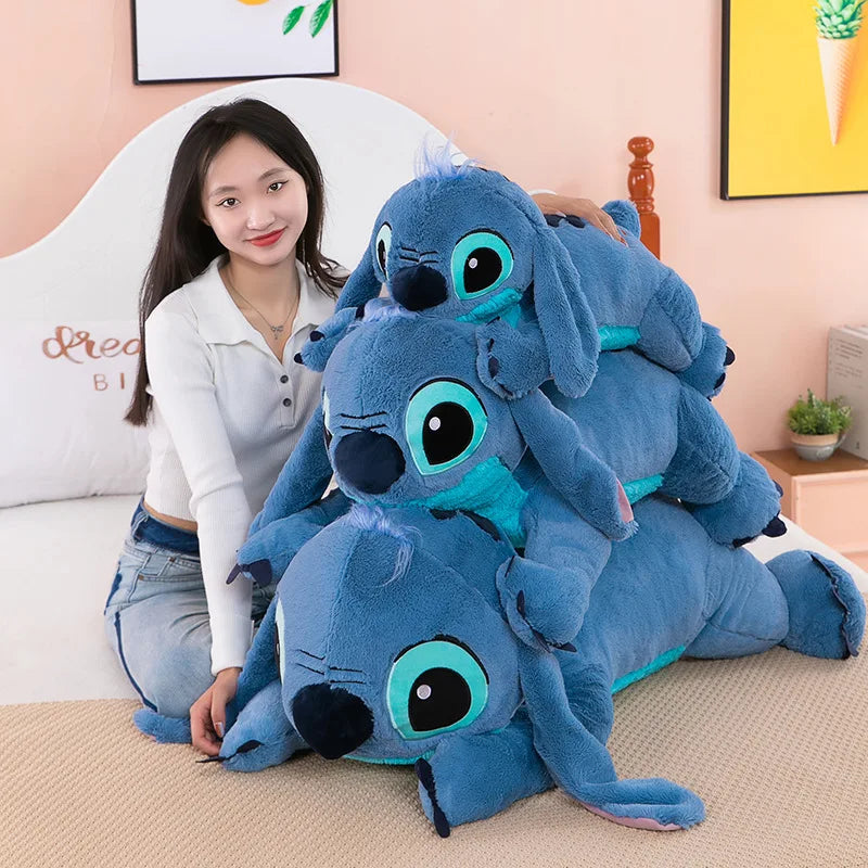 Giant 100cm Disney Stitch Plush Stuffed Doll Blue Kawaii Cartoon Animal Sofa Sleeping Soft Pillow Toys Kids Girls Birthday Gift