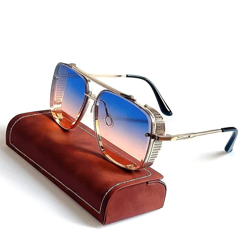 Vintage Steampunk Square Sunglasses With UV400 Protection