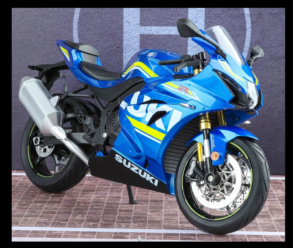Diecast Suzuki GSX 1000R Racing Motorcycle Model 1 to 9 Scale