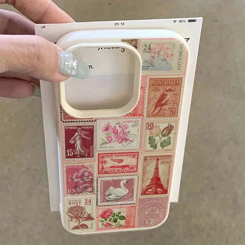 Vibrant Retro Stamp Lichee Design Phone Case For iPhone 17 16 15 14 Pro Max Plus Air 16 Plus 16E Shockproof Cover